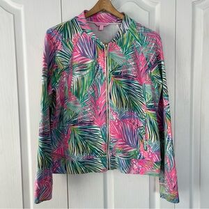 Lilly Pulitzer Joleen Bomber Zip Up jacket/sweatshirt in Scarlet Macaw size L